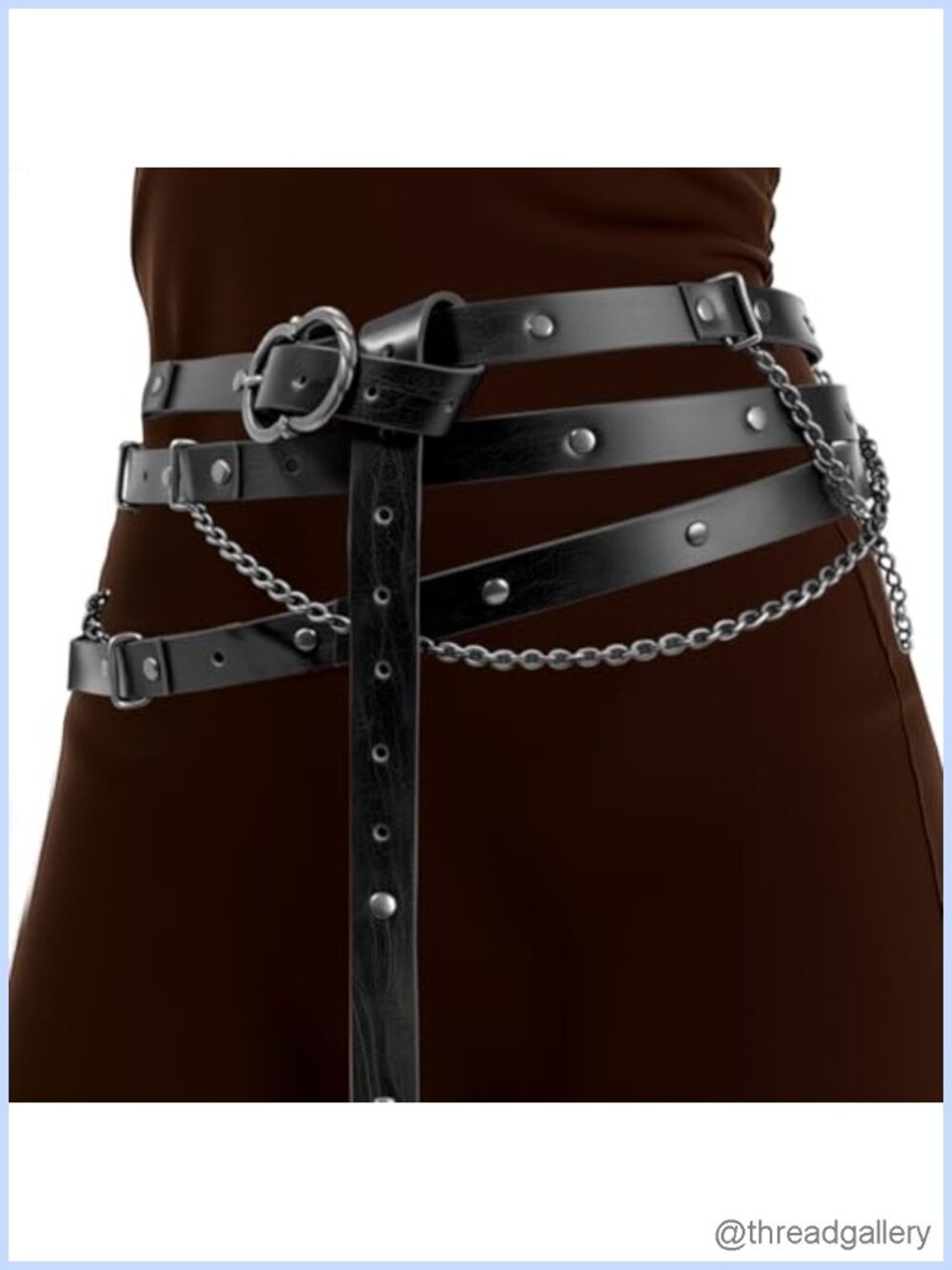 KOTORA Faux Leather Medieval Renaissance Chain Belt Cosplay Costume Accessory